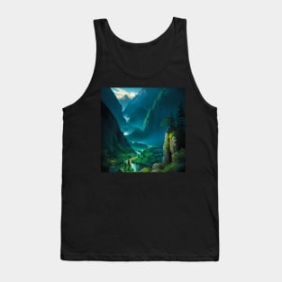 Overlook of a Lush, Misty, Green Temperate Rainforest Canyon Tank Top